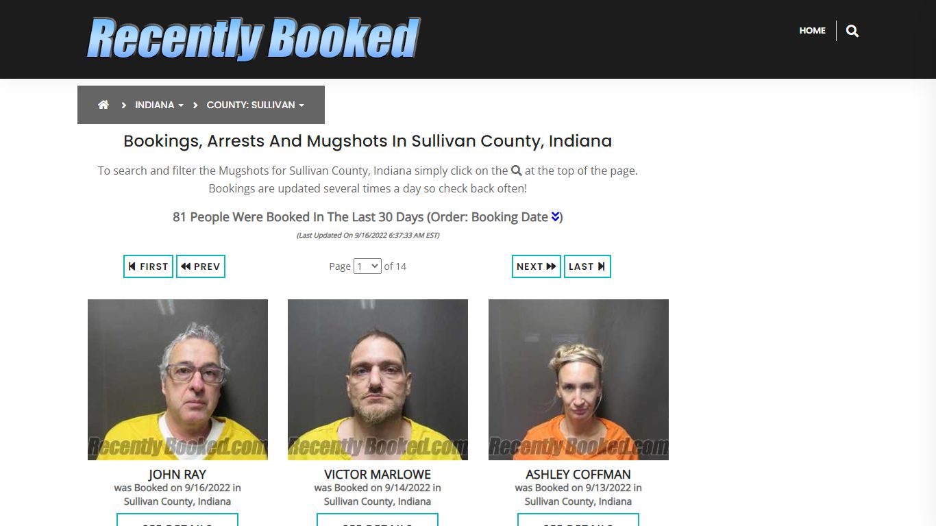Recent bookings, Arrests, Mugshots in Sullivan County, Indiana